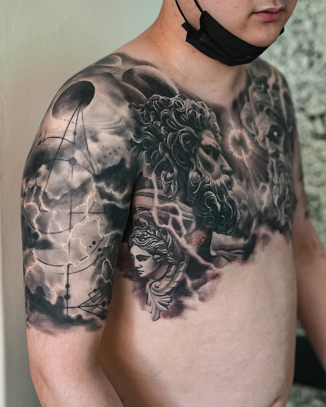 Large Black and Grey custom tattoo by SSAB in Seoul